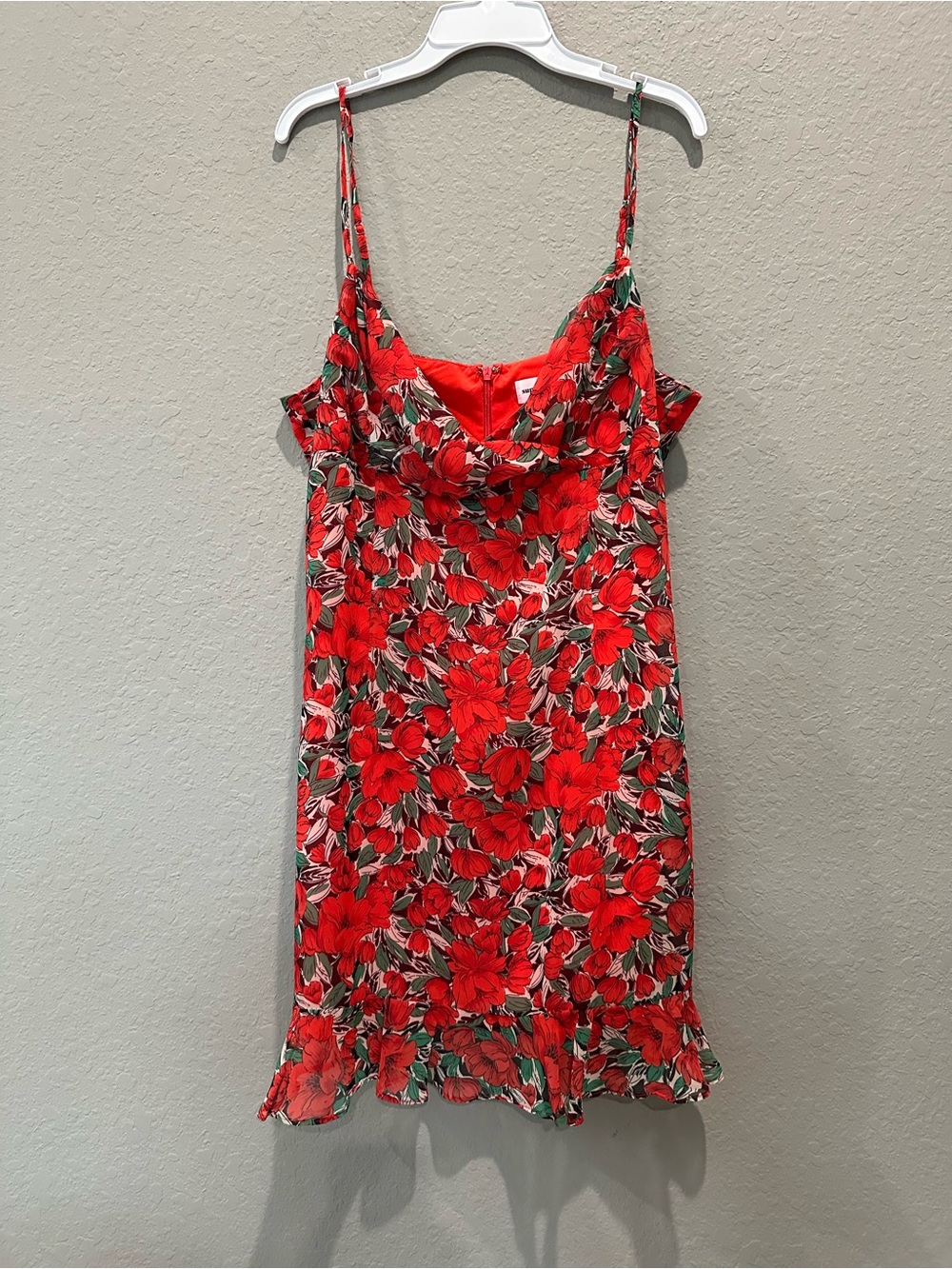 Superdown Women’s Mini Dress With Floral Print Red and Green Sz L NWOT